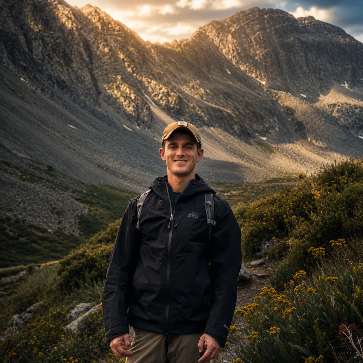 Dr. Spencer Hiebert hiking in the mountains