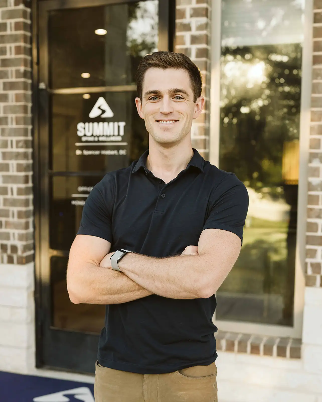Dr. Hiebert outside Summit Spine & Wellness in Colleyville