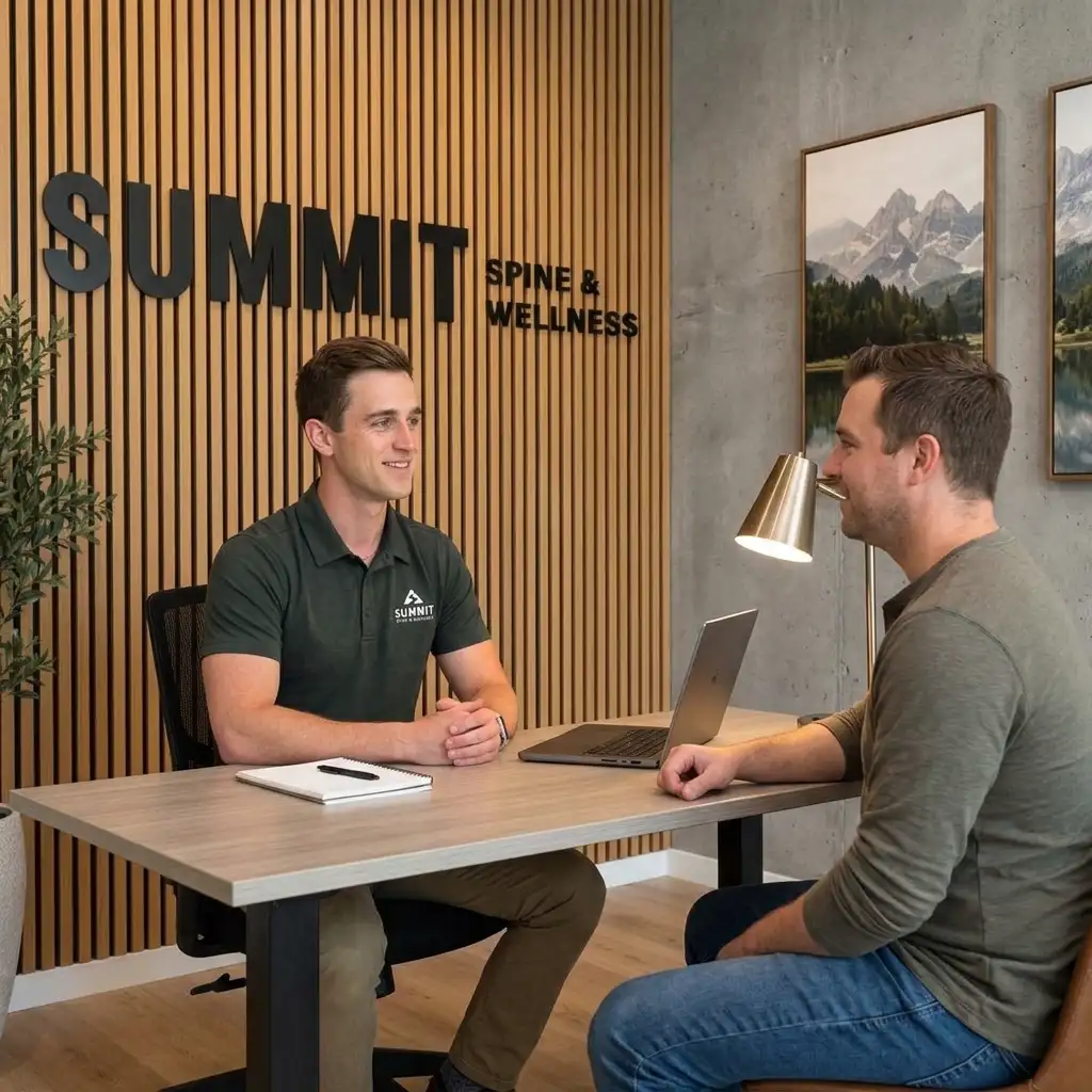A one-on-one care consultation at Summit Spine & Wellness